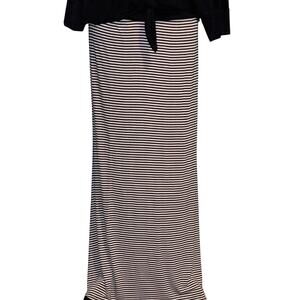 Black and white striped maxi skirt witchy goth Nautical Preppy Karen Kane